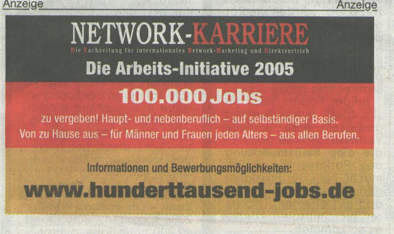 Inserat in der Bildzeitung vom 7.6.2005